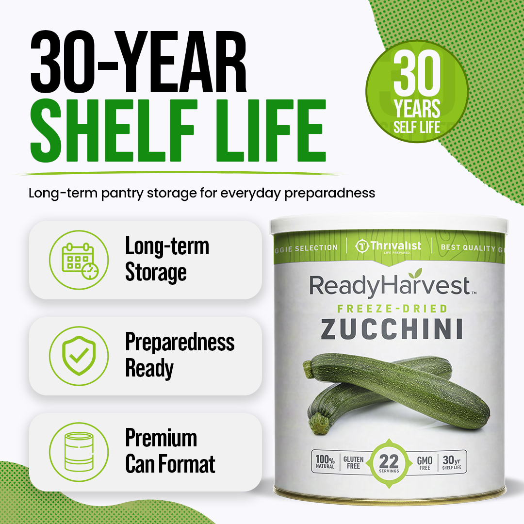 Ready Harvest Freeze-Dried Zucchini (30-Year Shelf Life)