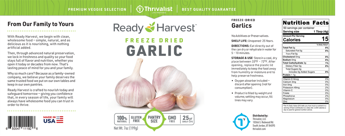 Ready Harvest Pantry Can - Freeze-Dried Garlic (7 oz)