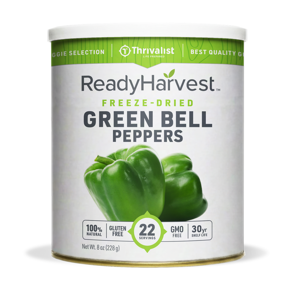 Ready Harvest Freeze-Dried Green Bell Peppers (30-Year Shelf Life)