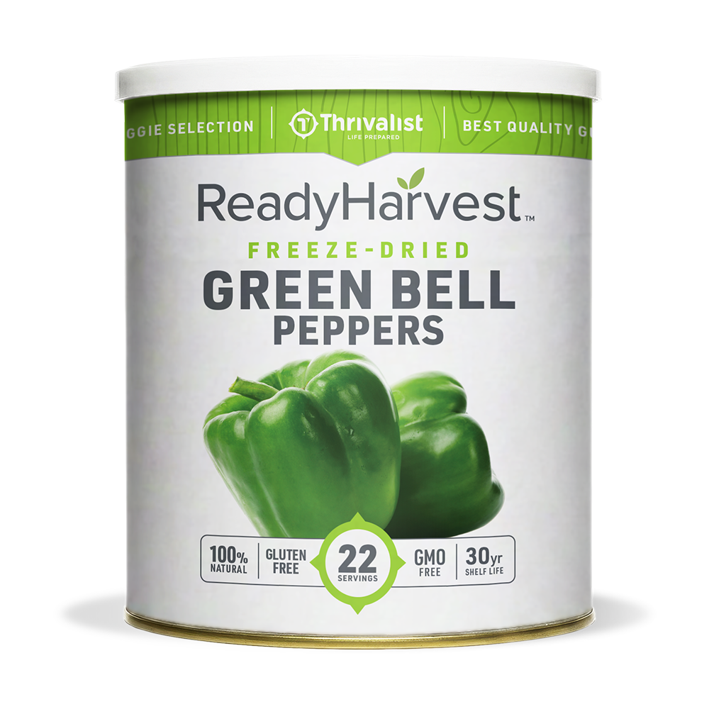 Ready Harvest Freeze-Dried Green Bell Peppers (30-Year Shelf Life)