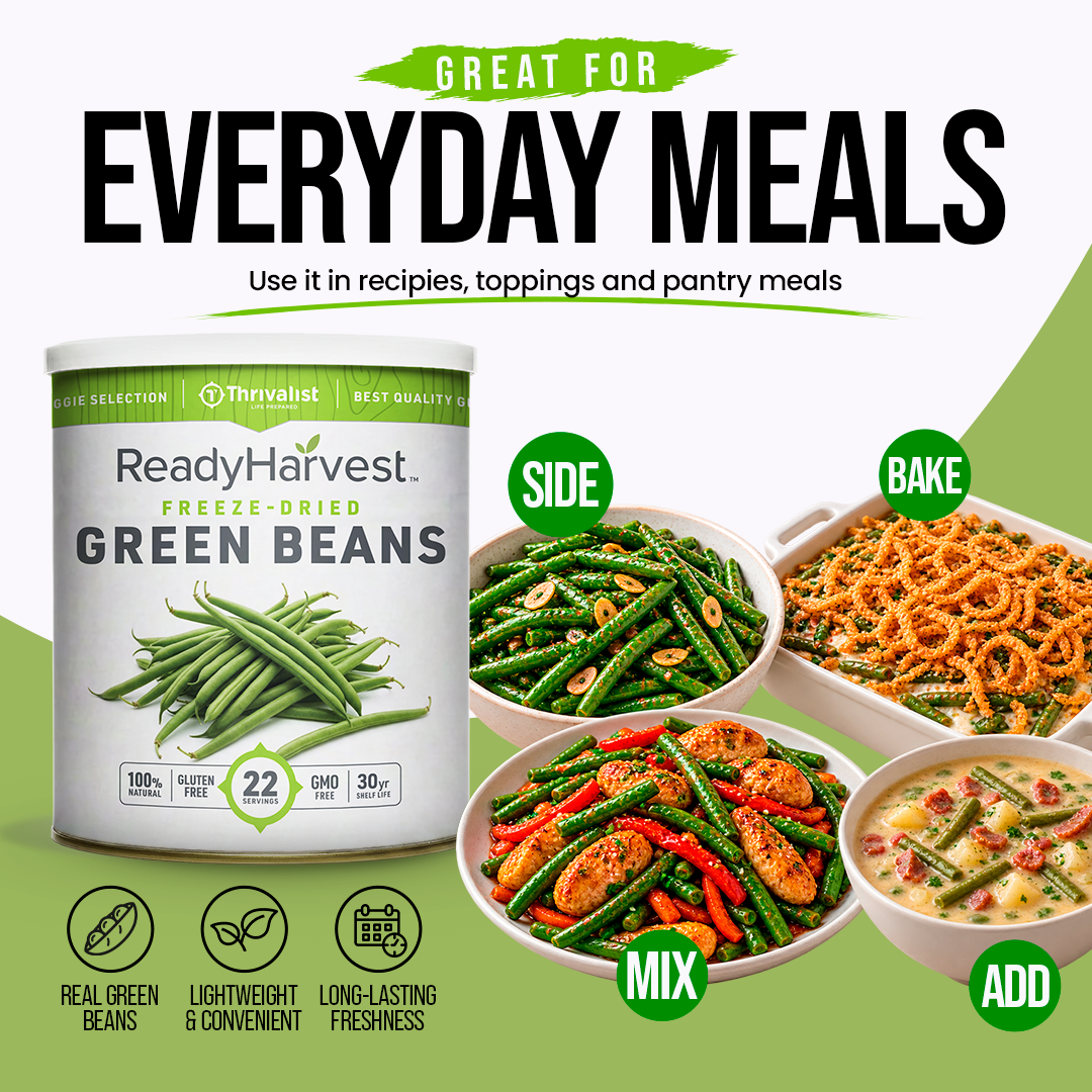 Ready Harvest Freeze-Dried Green Beans (30-Year Shelf Life)