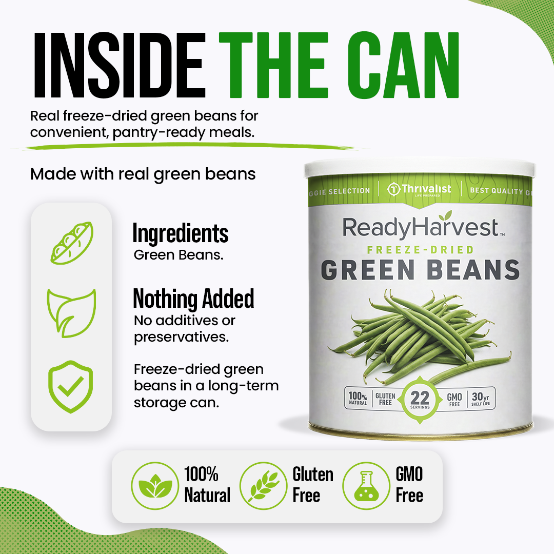 Ready Harvest Freeze-Dried Green Beans (30-Year Shelf Life)
