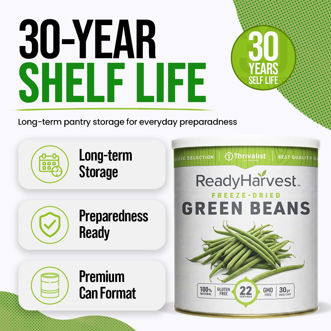 Ready Harvest Freeze-Dried Green Beans (30-Year Shelf Life)