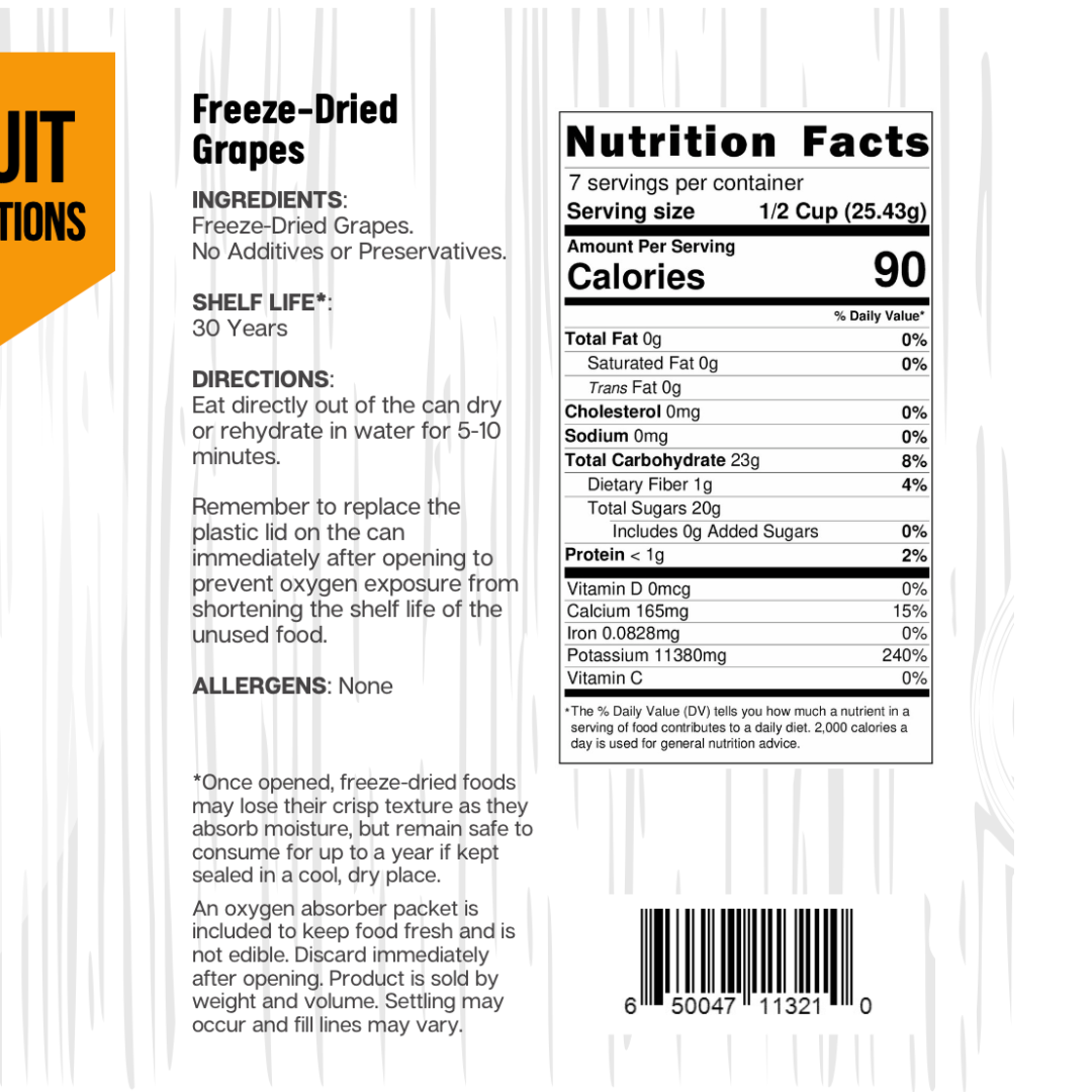 Ready Harvest Pantry Can – Freeze-Dried Seedless Grapes (6.3 oz)