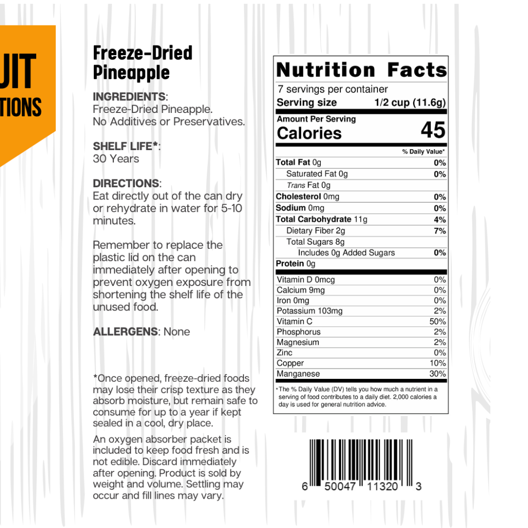 Ready Harvest Pantry Can – Freeze-Dried Pineapple Chunks (2.9 oz)