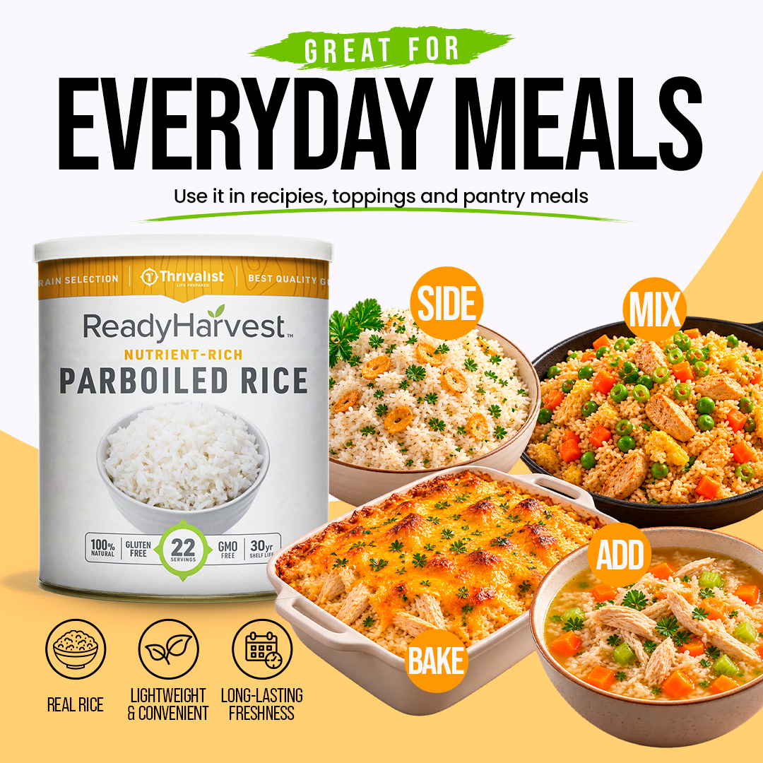 Ready Harvest Nutrient Rich Parboiled Long Grain White Rice (30-Year Shelf Life)