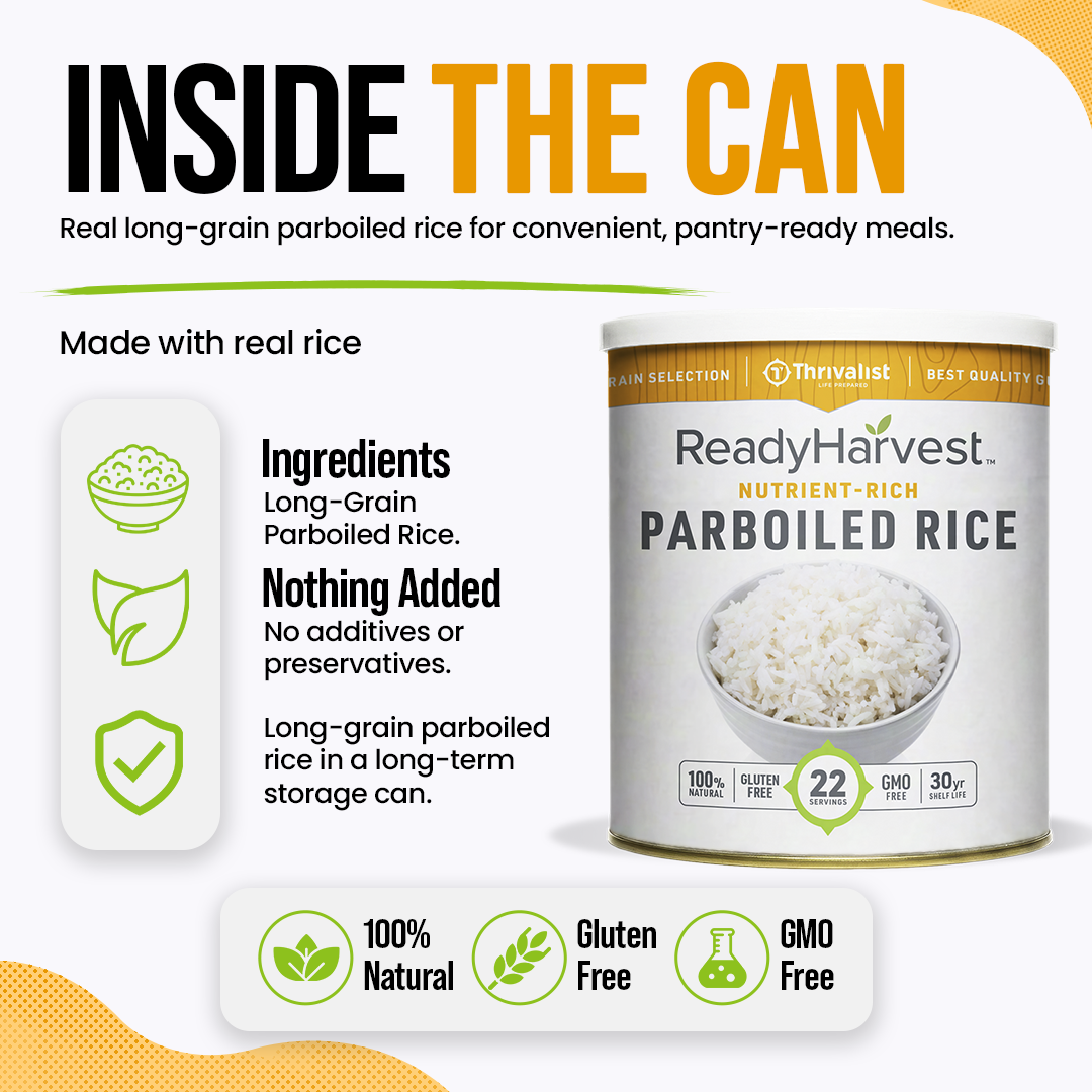 Ready Harvest Nutrient Rich Parboiled Long Grain White Rice (30-Year Shelf Life)