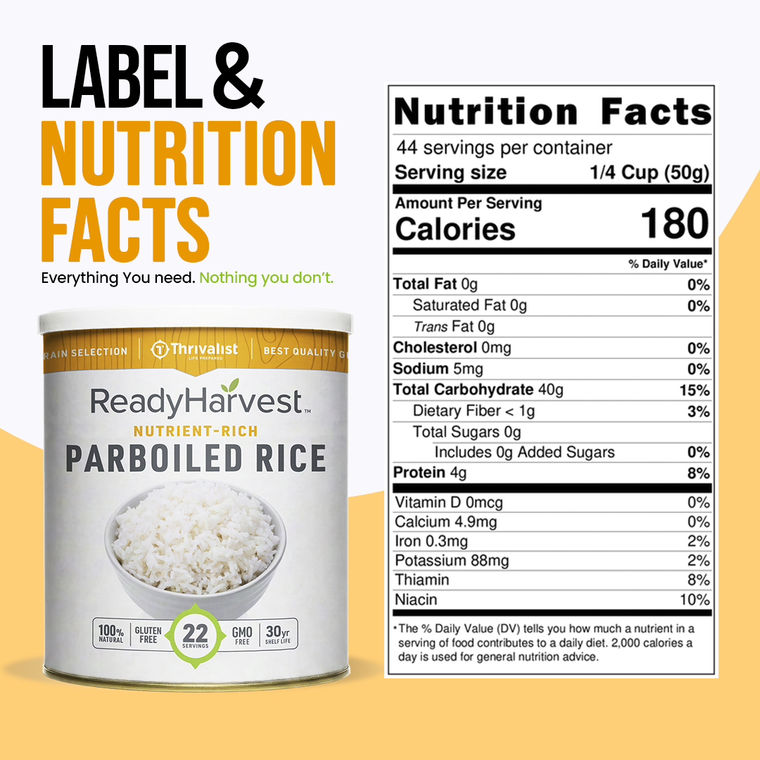 Ready Harvest Nutrient Rich Parboiled Long Grain White Rice (30-Year Shelf Life)