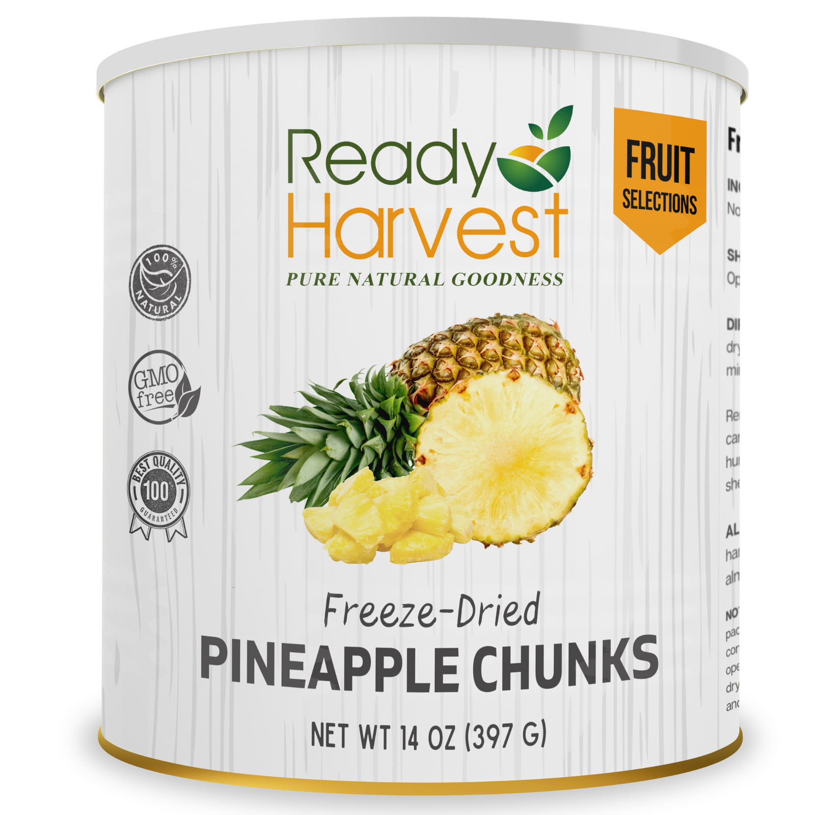 Ready Harvest Freeze-Dried Pineapple Chunks (30-Year Shelf Life)