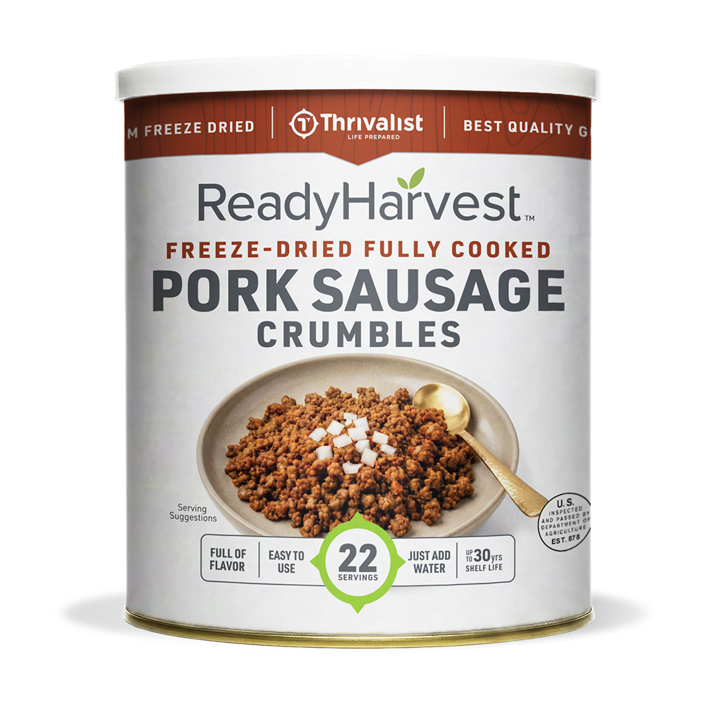 Ready Harvest Freeze-Dried Pork Sausage Crumbles (Fully Cooked)