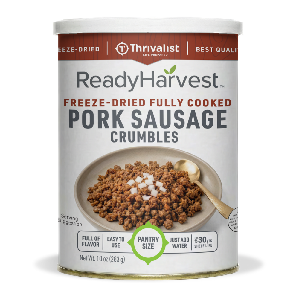 Ready Harvest Pantry Can – Freeze-Dried Fully Cooked Pork Sausage Crumbles (10 oz)