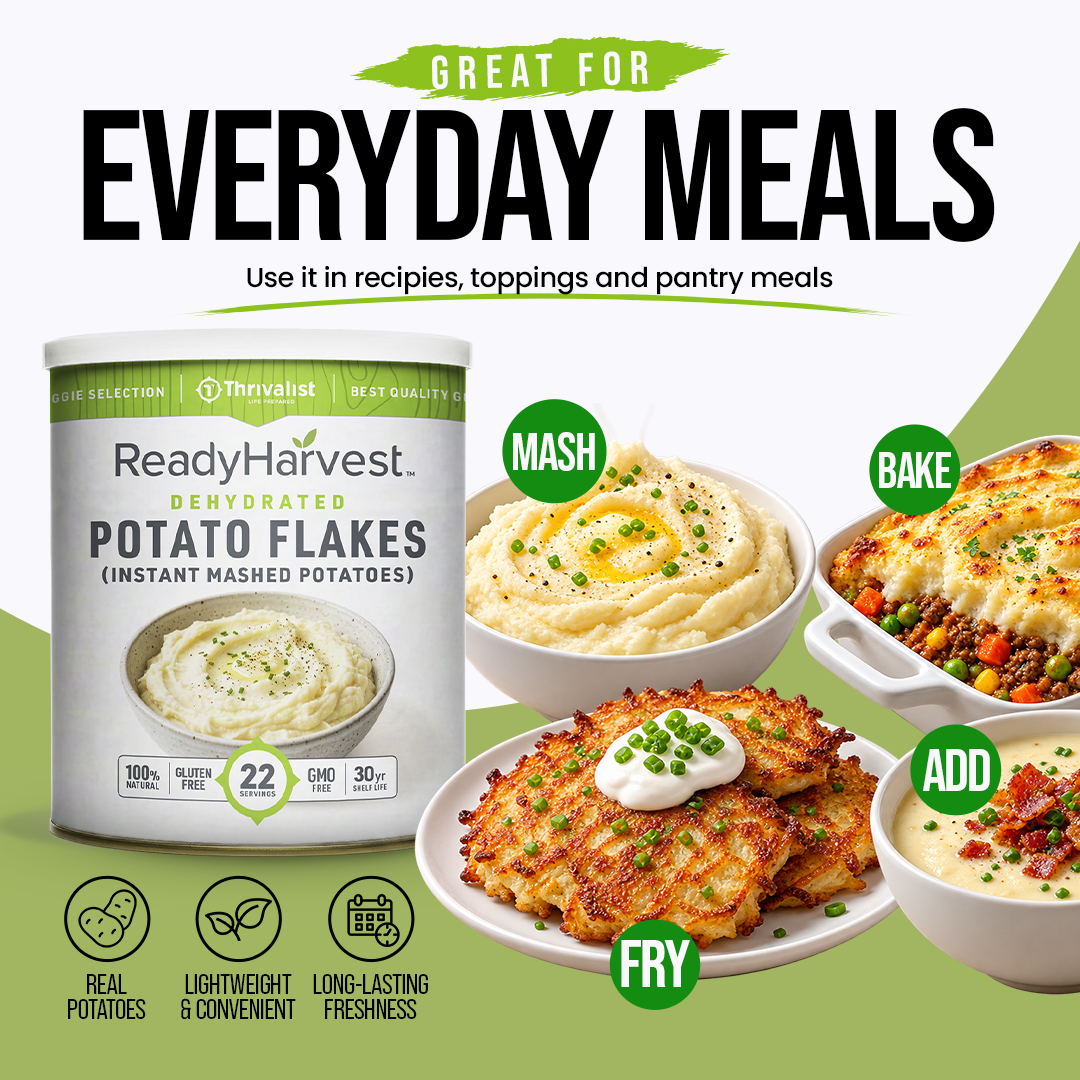 Ready Harvest Dehydrated Potato Flakes (30-Year Shelf Life)