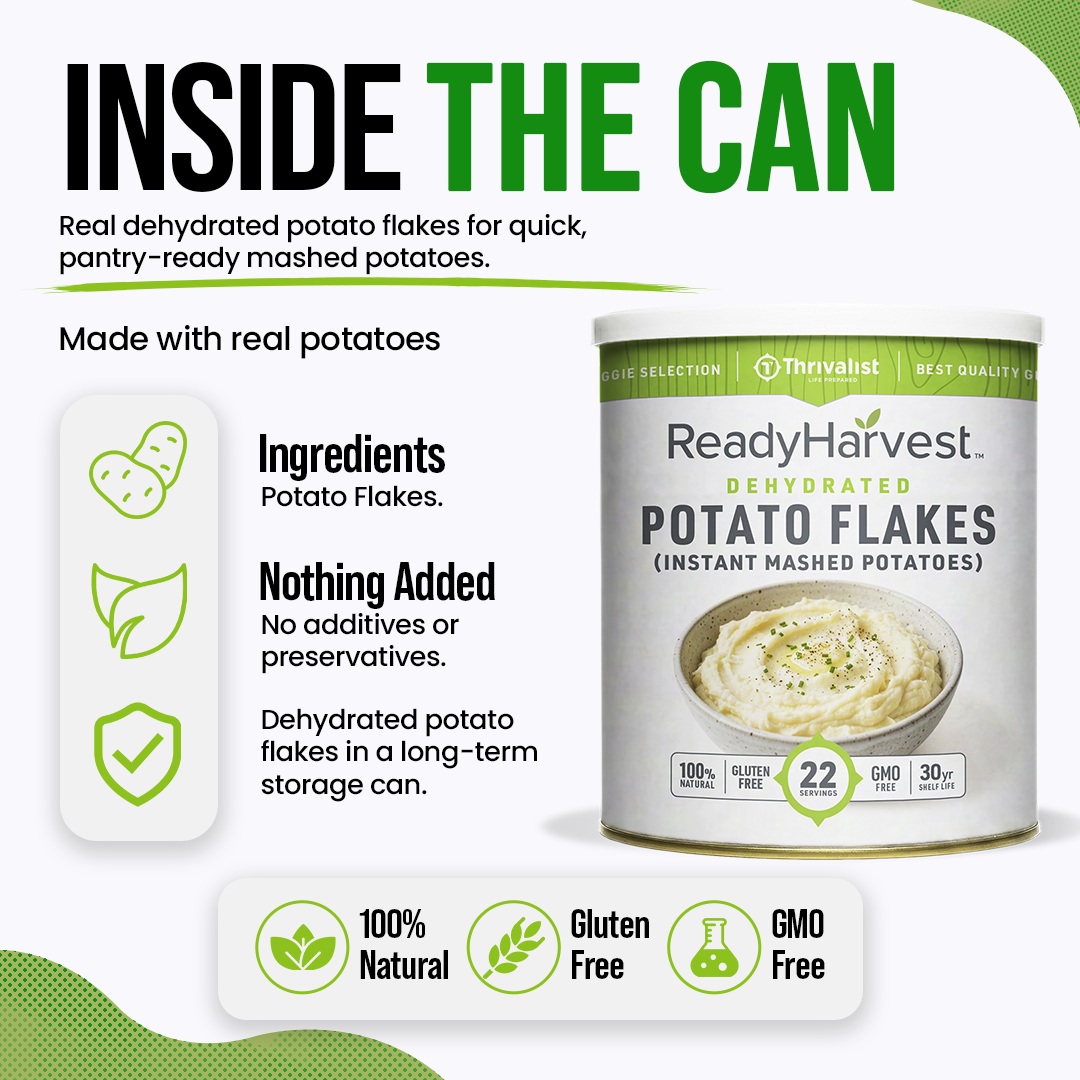 Ready Harvest Dehydrated Potato Flakes (30-Year Shelf Life)