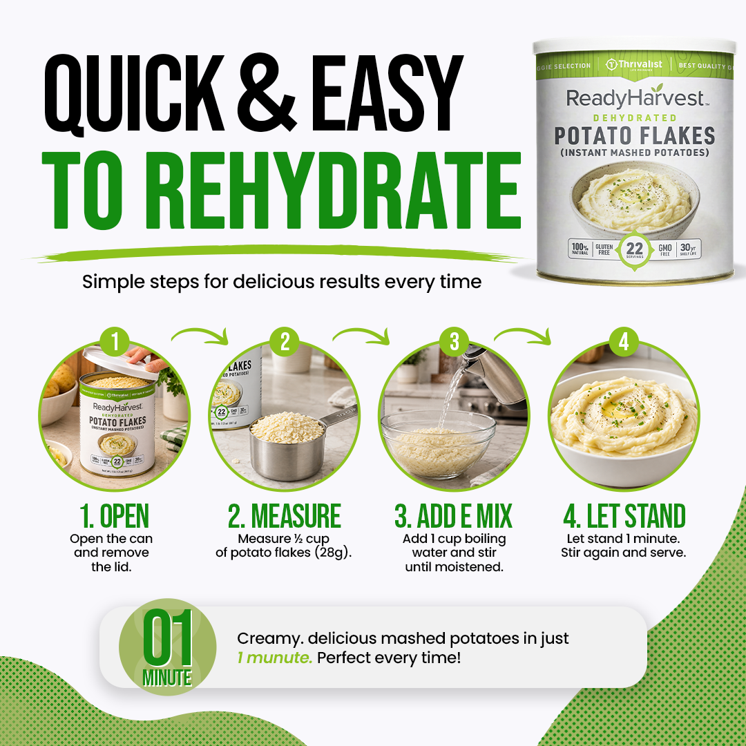 Ready Harvest Dehydrated Potato Flakes (30-Year Shelf Life)