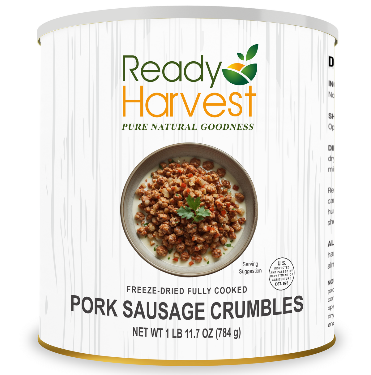 Ready Harvest Freeze-Dried Pork Sausage Crumbles (Fully Cooked)