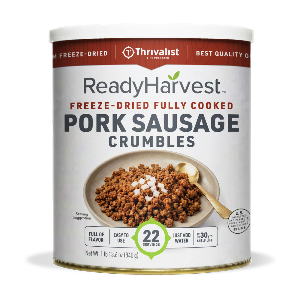 Ready Harvest Freeze-Dried Pork Sausage Crumbles (Fully Cooked)