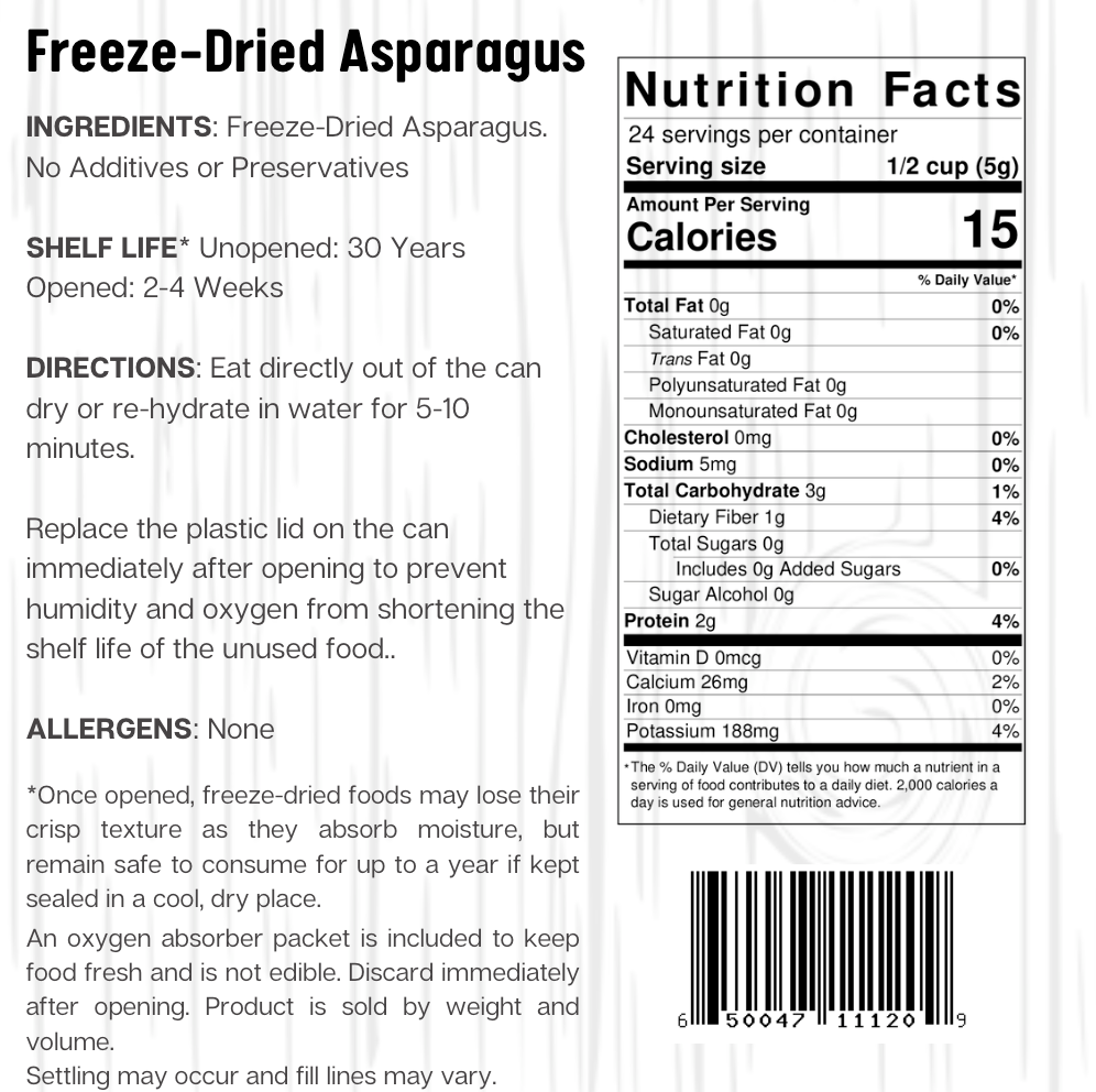 Ready Harvest Freeze-Dried Asparagus (30-Year Shelf Life)