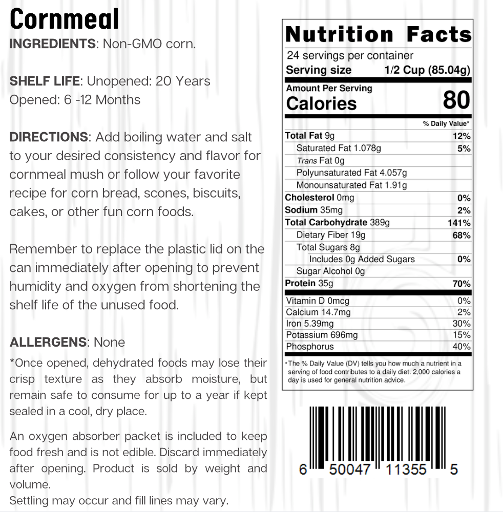 Ready Harvest Non-GMO Cornmeal (20-Year Shelf-Life)