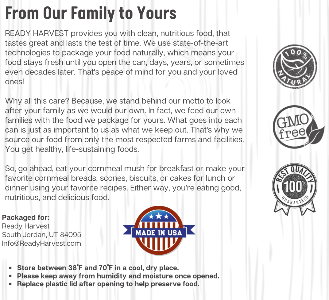 Ready Harvest Non-GMO Cornmeal (20-Year Shelf-Life)