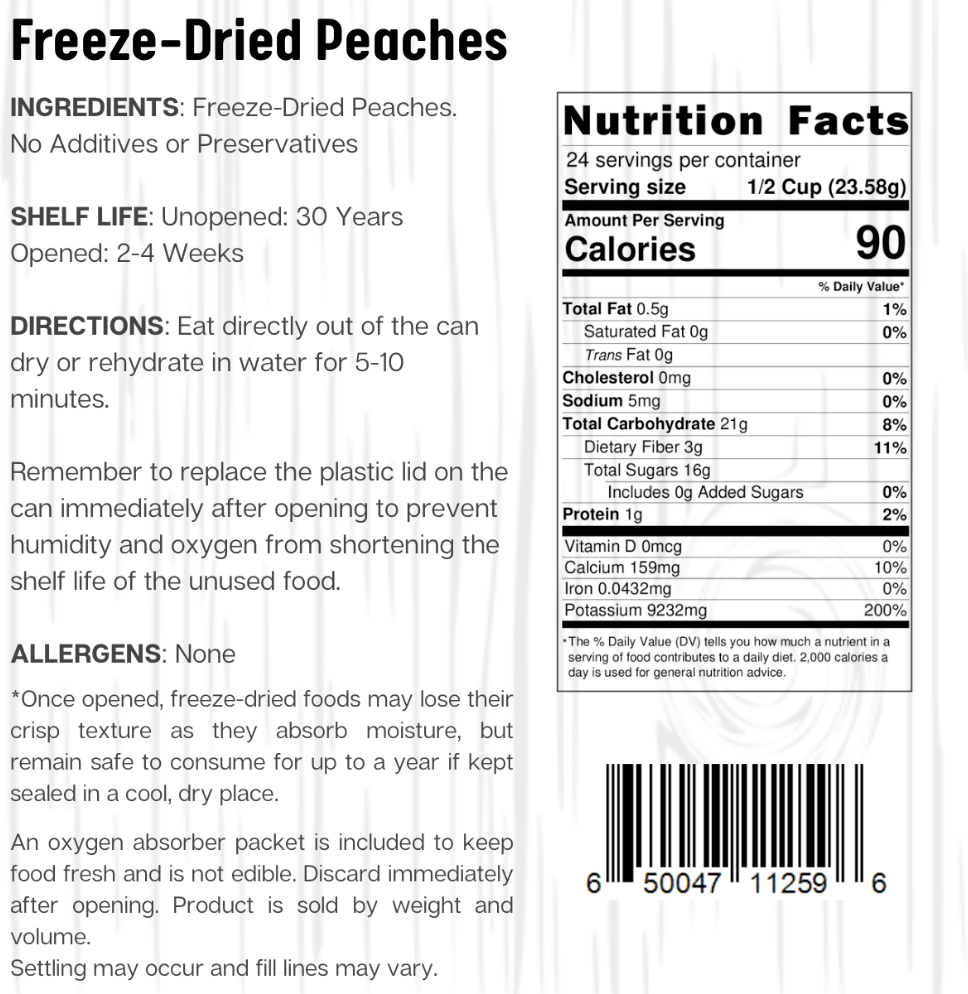 Ready Harvest Freeze-Dried Peach Dices (30-Year Shelf Life!)