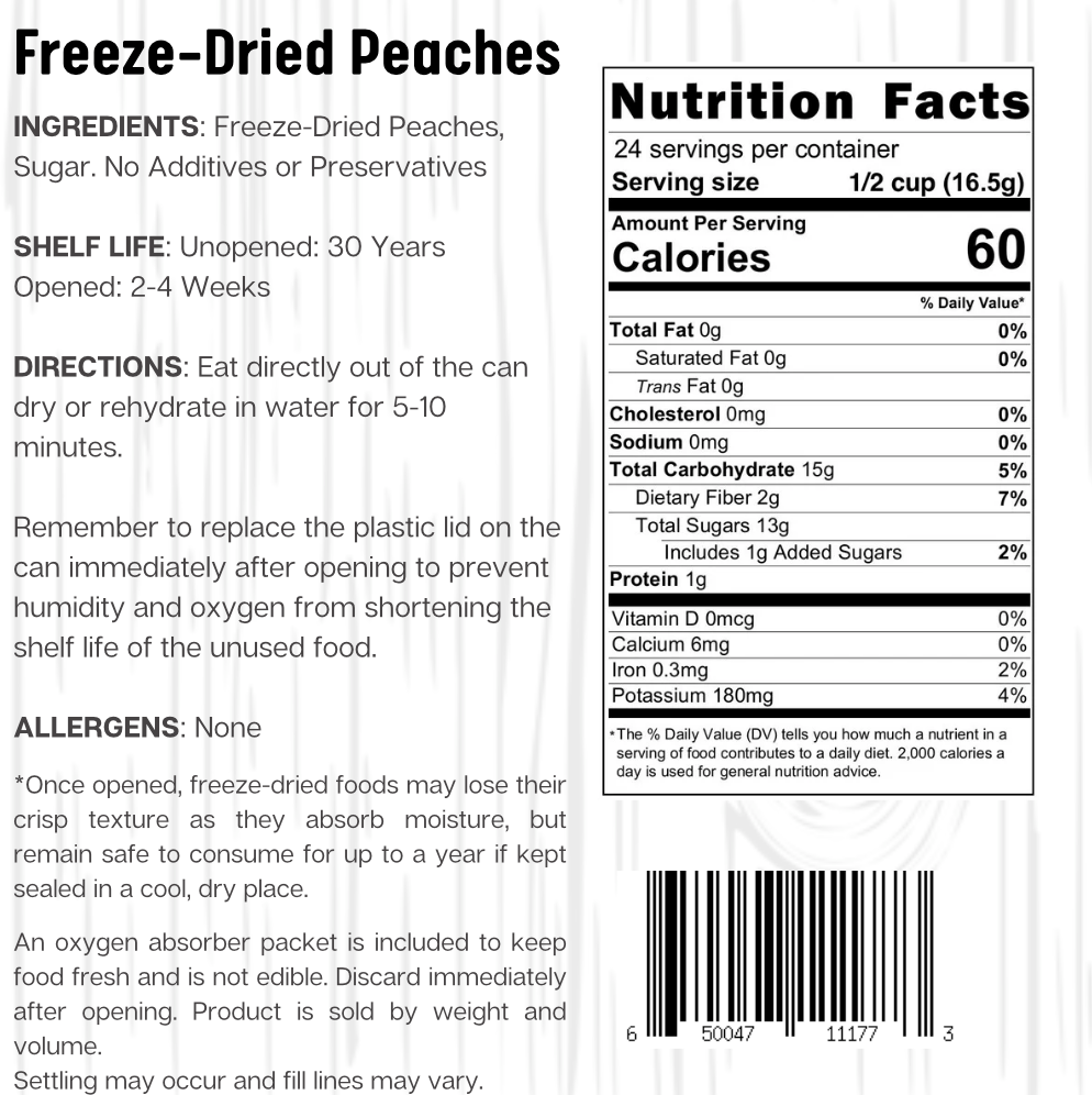 Ready Harvest Freeze-Dried Peach Slices (30-Year Shelf Life)