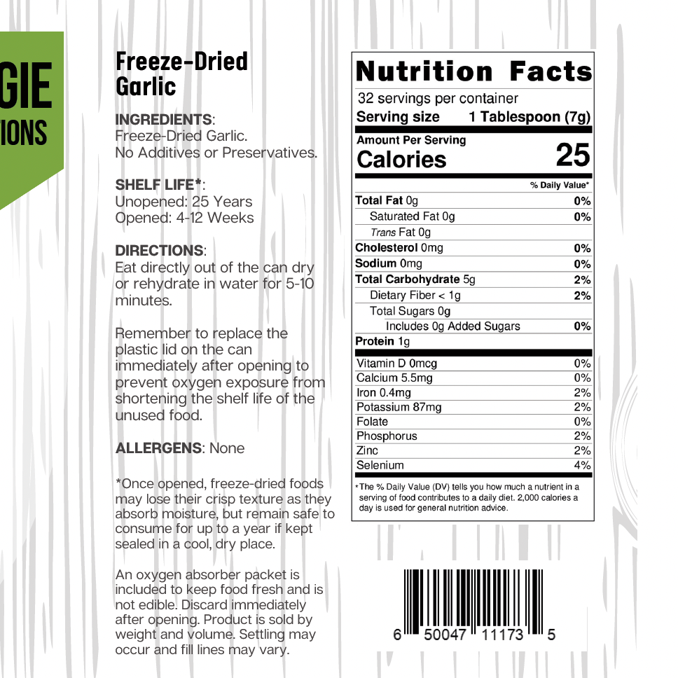 Ready Harvest Pantry Can - Freeze-Dried Garlic (7.9 oz)