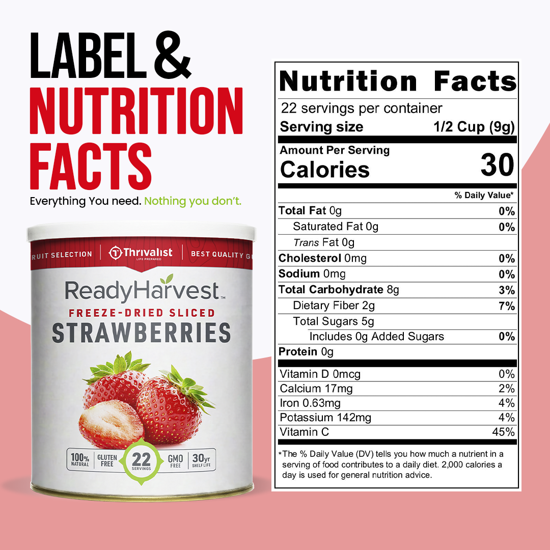 Ready Harvest Freeze-Dried Strawberry Slices (30-Year Shelf Life)