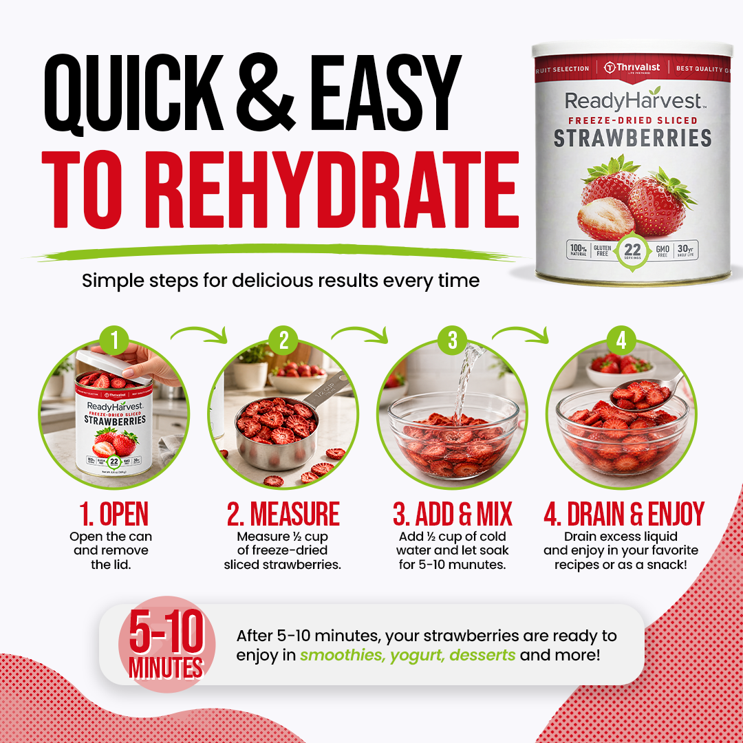 Ready Harvest Freeze-Dried Strawberry Slices (30-Year Shelf Life)