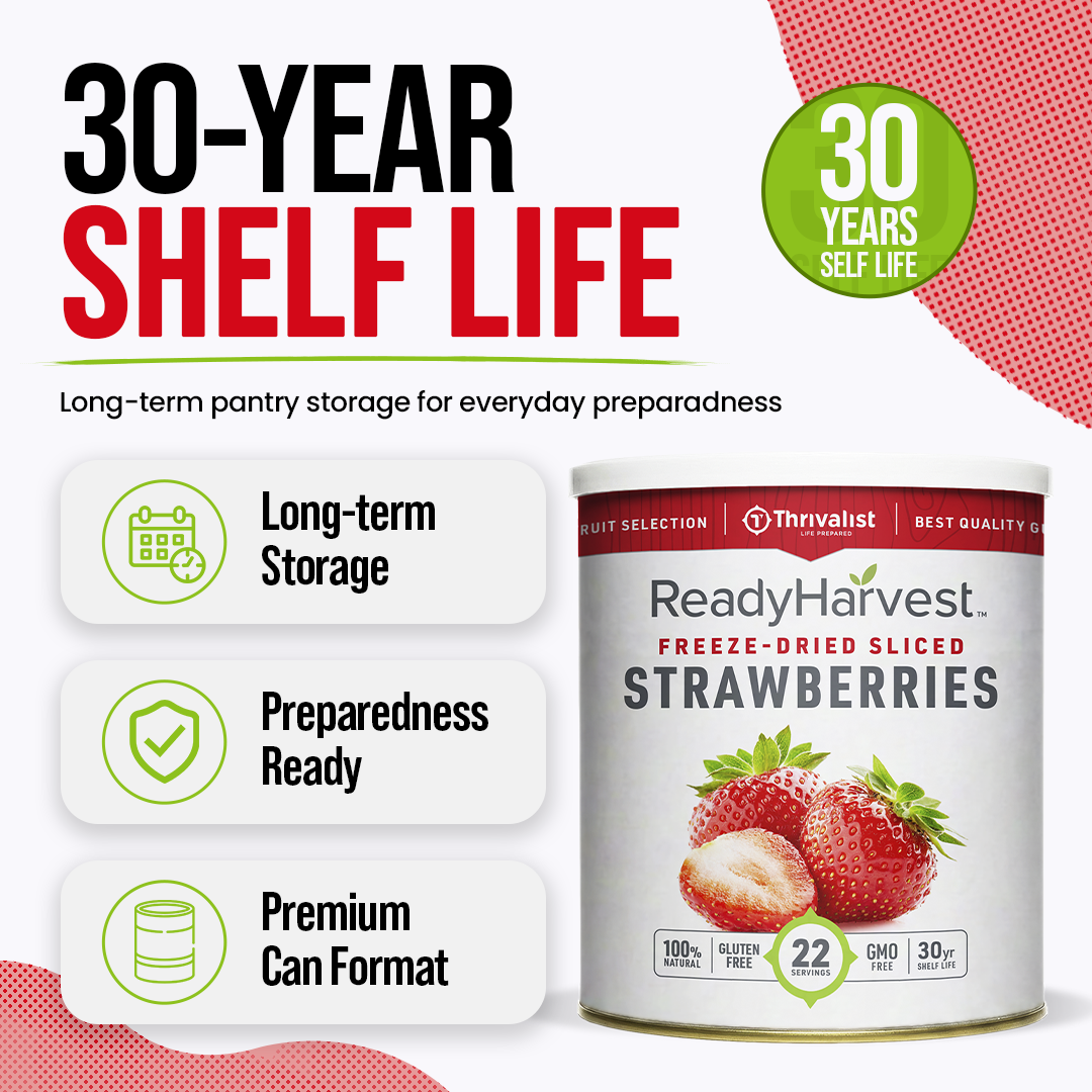 Ready Harvest Freeze-Dried Strawberry Slices (30-Year Shelf Life)