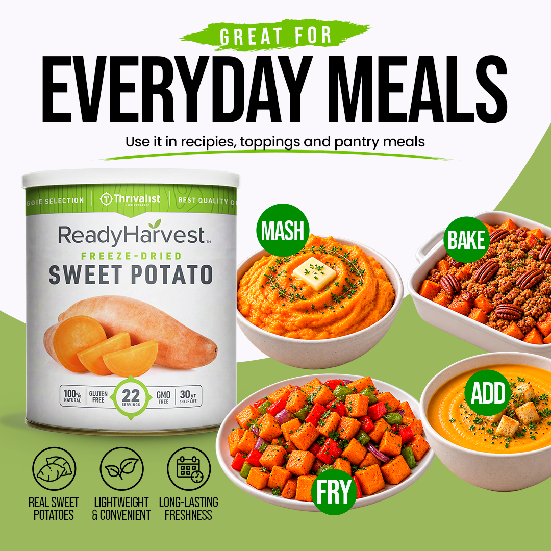 Ready Harvest Freeze-Dried Sweet Potatoes (30-Year Shelf Life)