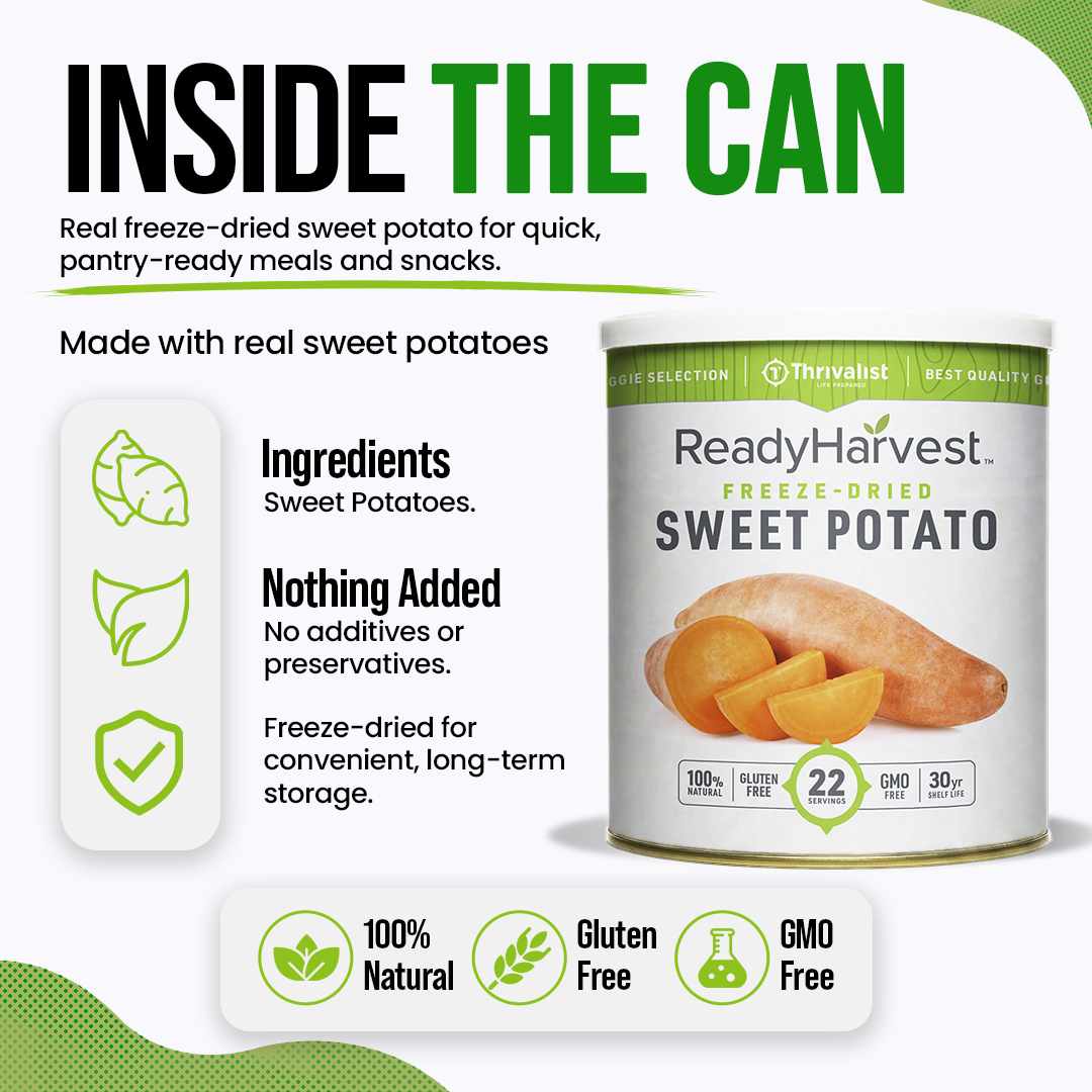Ready Harvest Freeze-Dried Sweet Potatoes (30-Year Shelf Life)