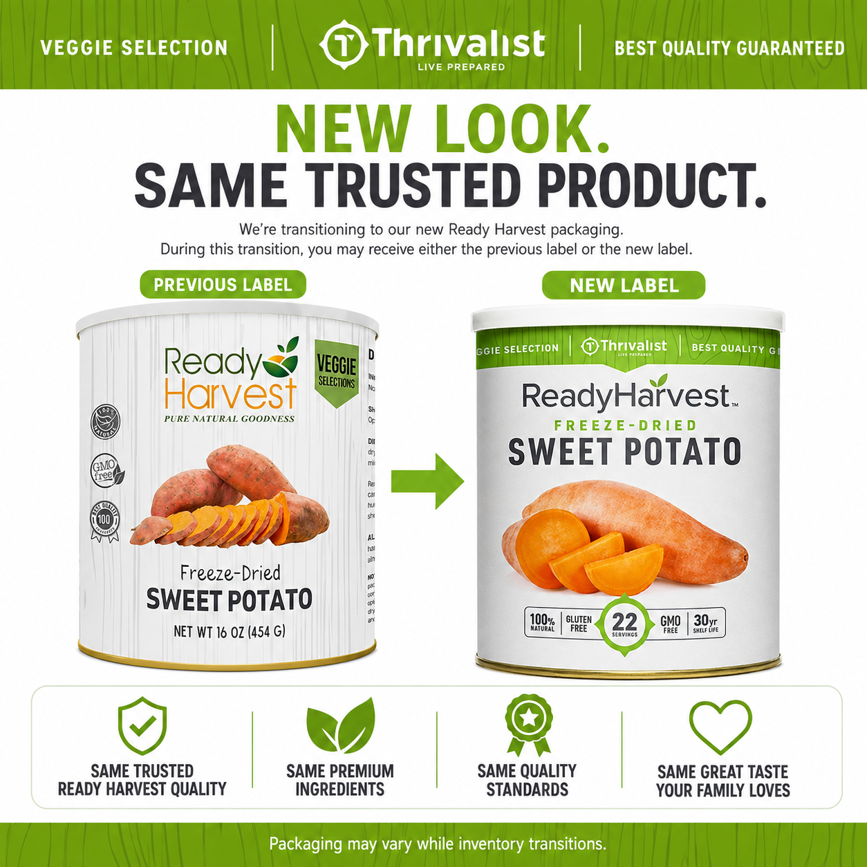 Ready Harvest Freeze-Dried Sweet Potatoes (30-Year Shelf Life)