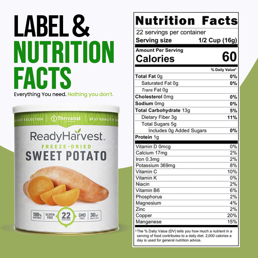 Ready Harvest Freeze-Dried Sweet Potatoes (30-Year Shelf Life)