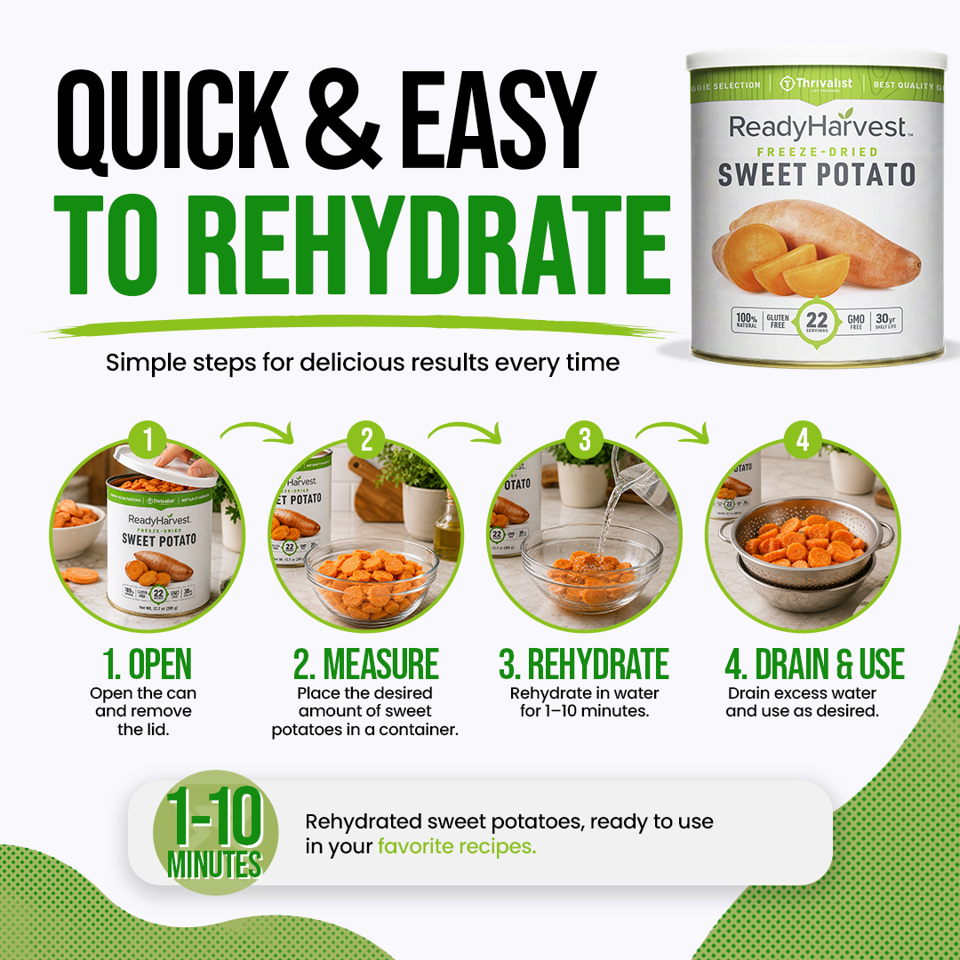 Ready Harvest Freeze-Dried Sweet Potatoes (30-Year Shelf Life)