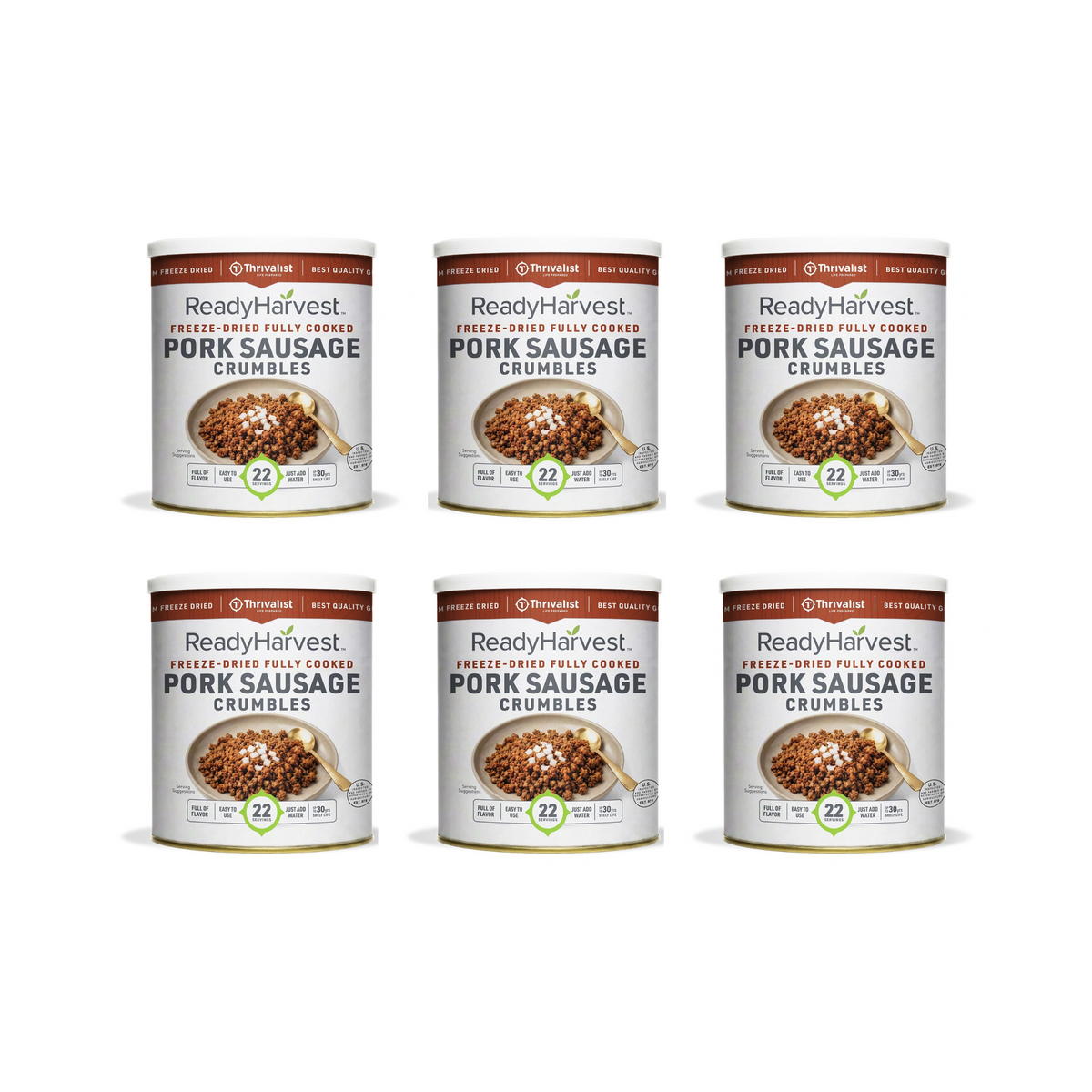 Ready Harvest Freeze-Dried Pork Sausage Crumbles (Fully Cooked)