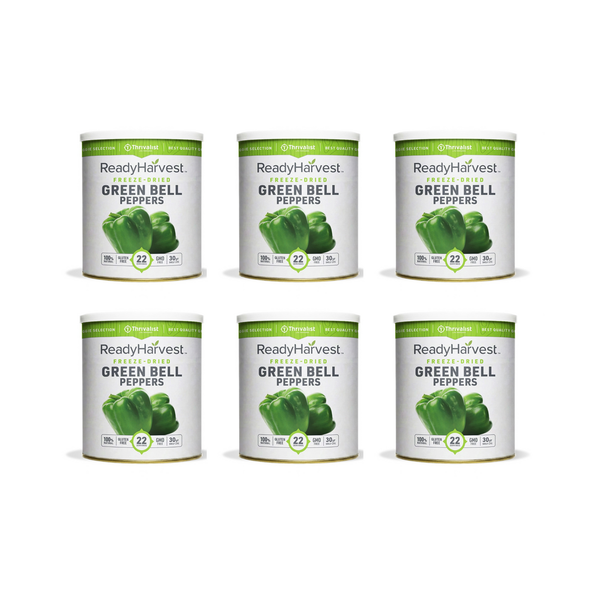 Ready Harvest Freeze-Dried Green Bell Peppers (30-Year Shelf Life)