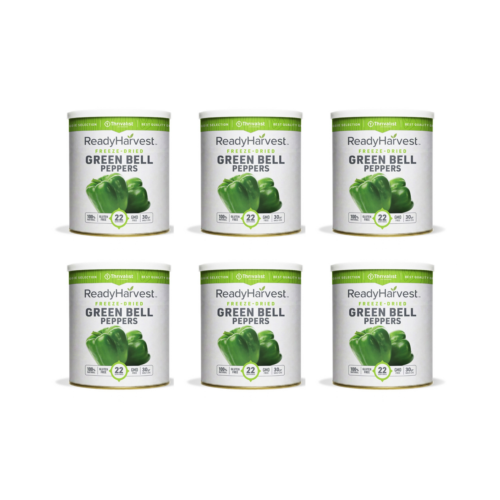 Ready Harvest Freeze-Dried Green Bell Peppers (30-Year Shelf Life)