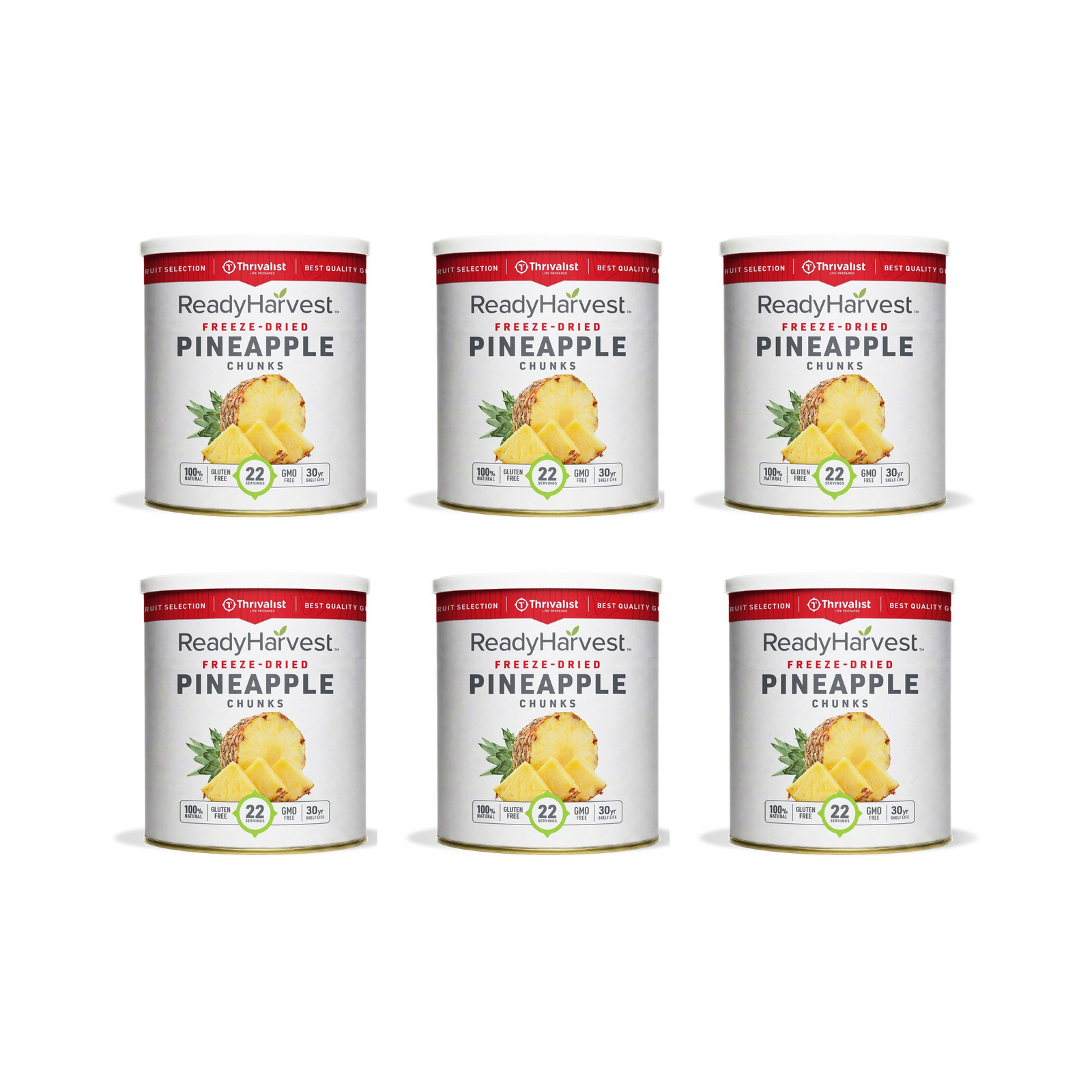 Ready Harvest Freeze-Dried Pineapple Chunks (30-Year Shelf Life)