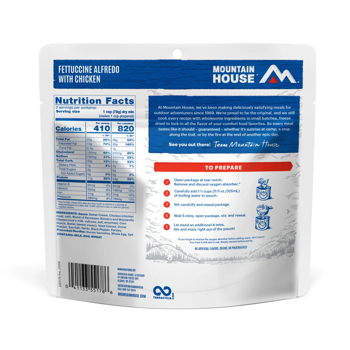 Freeze-Dried Fettuccine Alfredo with Chicken Pouch - Mountain House