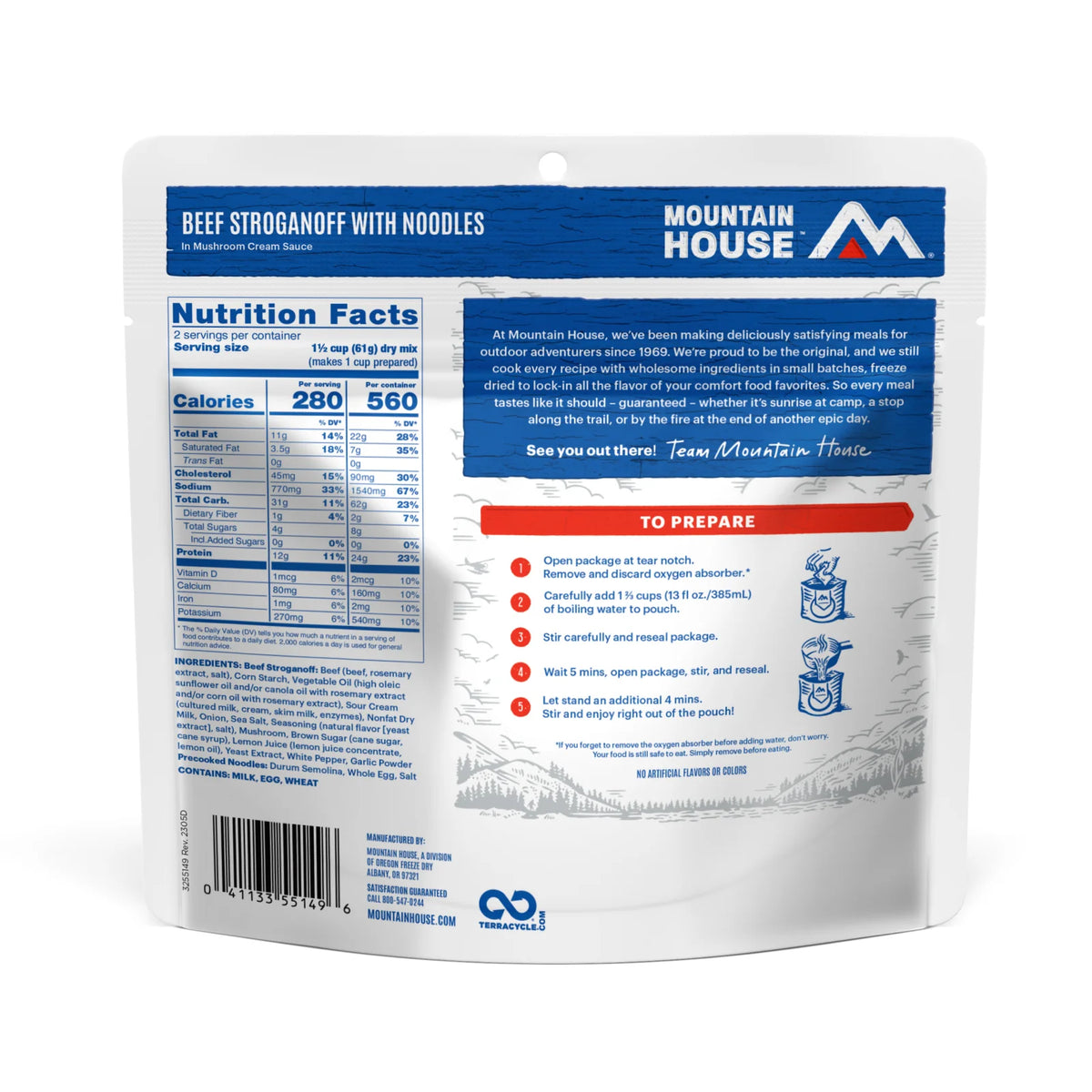 Freeze-Dried Beef Stroganoff Pouch - Mountain House