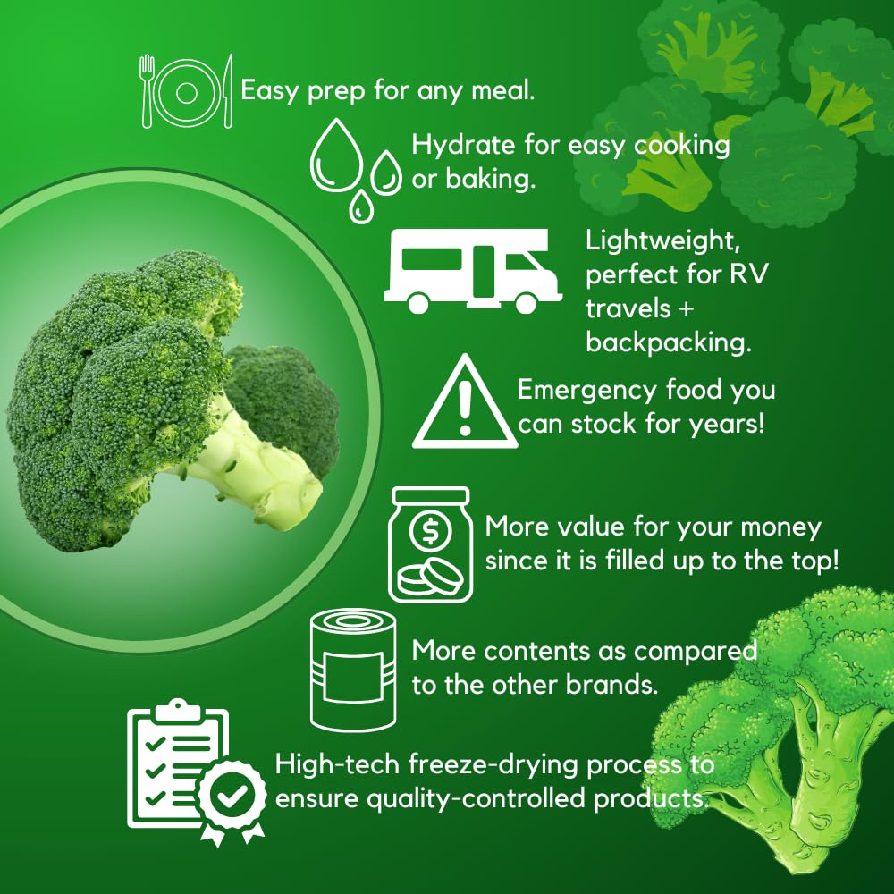 Ready Harvest Freeze-Dried Broccoli (30-Year Shelf Life)