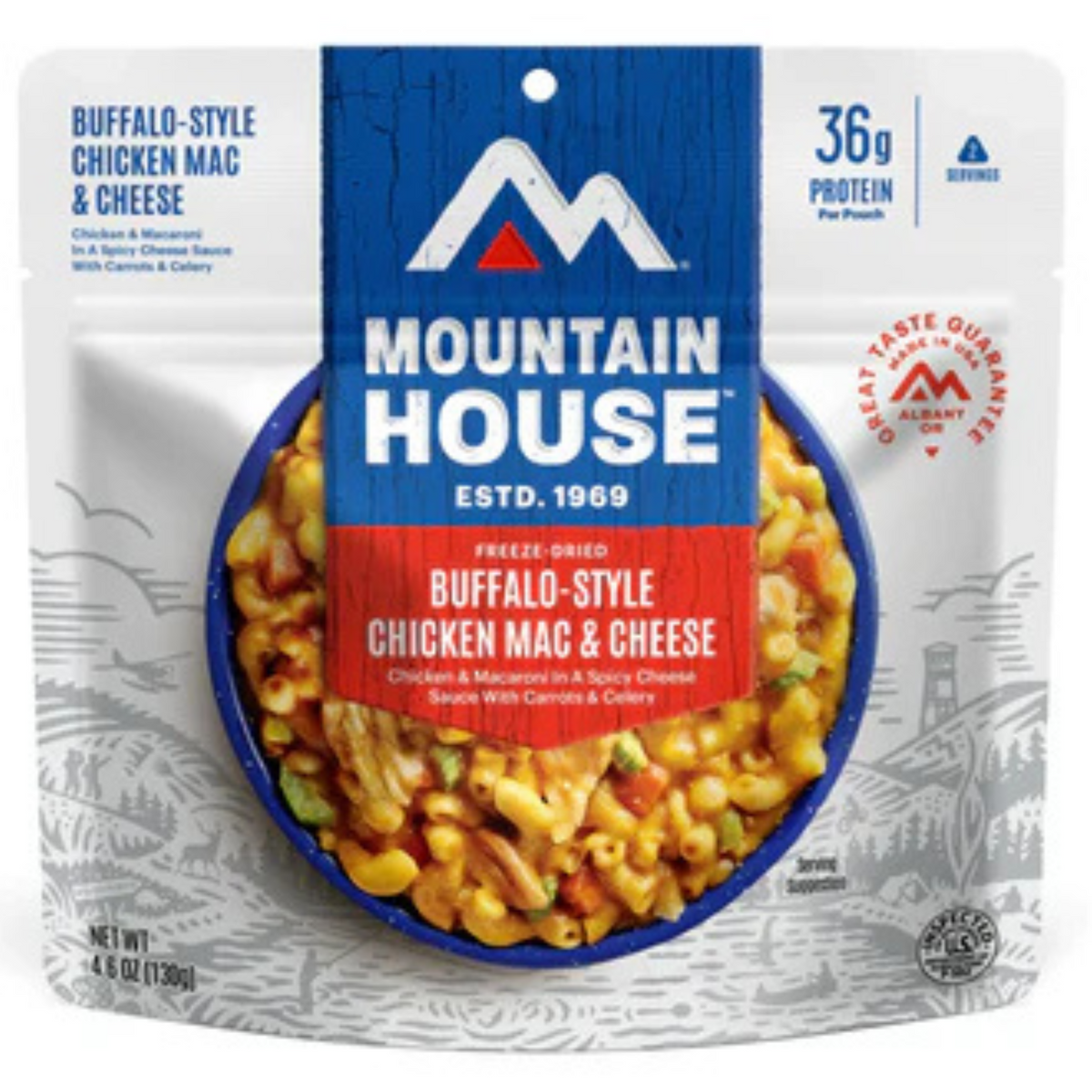 Freeze-Dried Buffalo Style Chicken Mac and Cheese Pouch (30-Year Shelf Life)