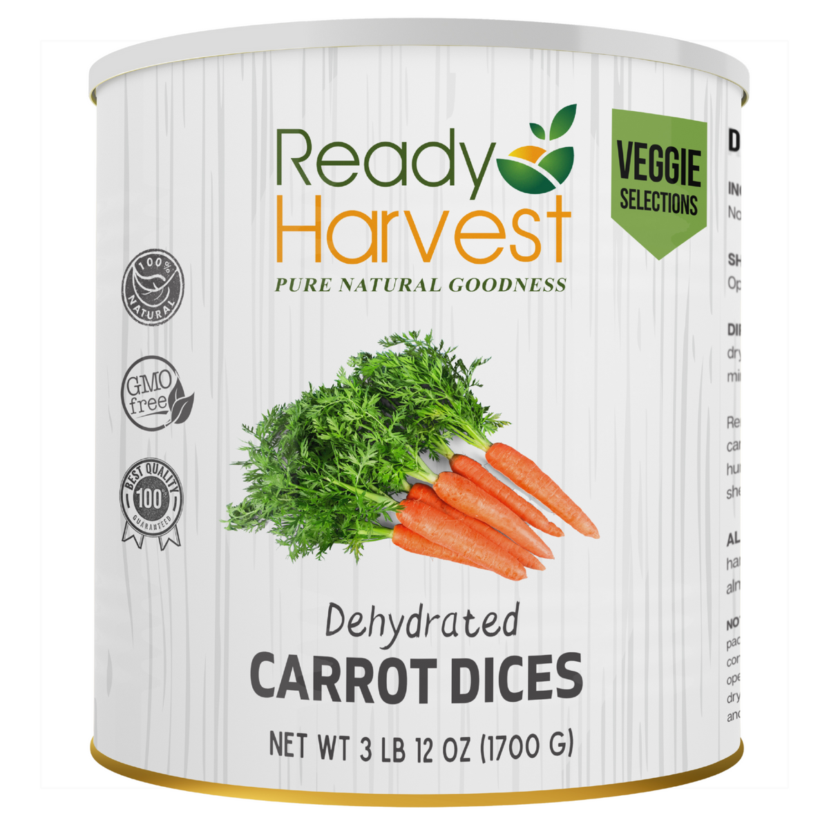 Ready Harvest Dehydrated Carrots (20-Year Shelf Life)
