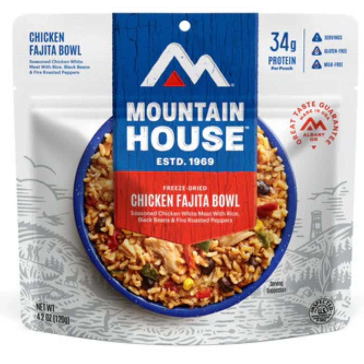 Freeze-Dried Chicken Fajita Bowl Pouch - Mountain House (GF) Gluten Free