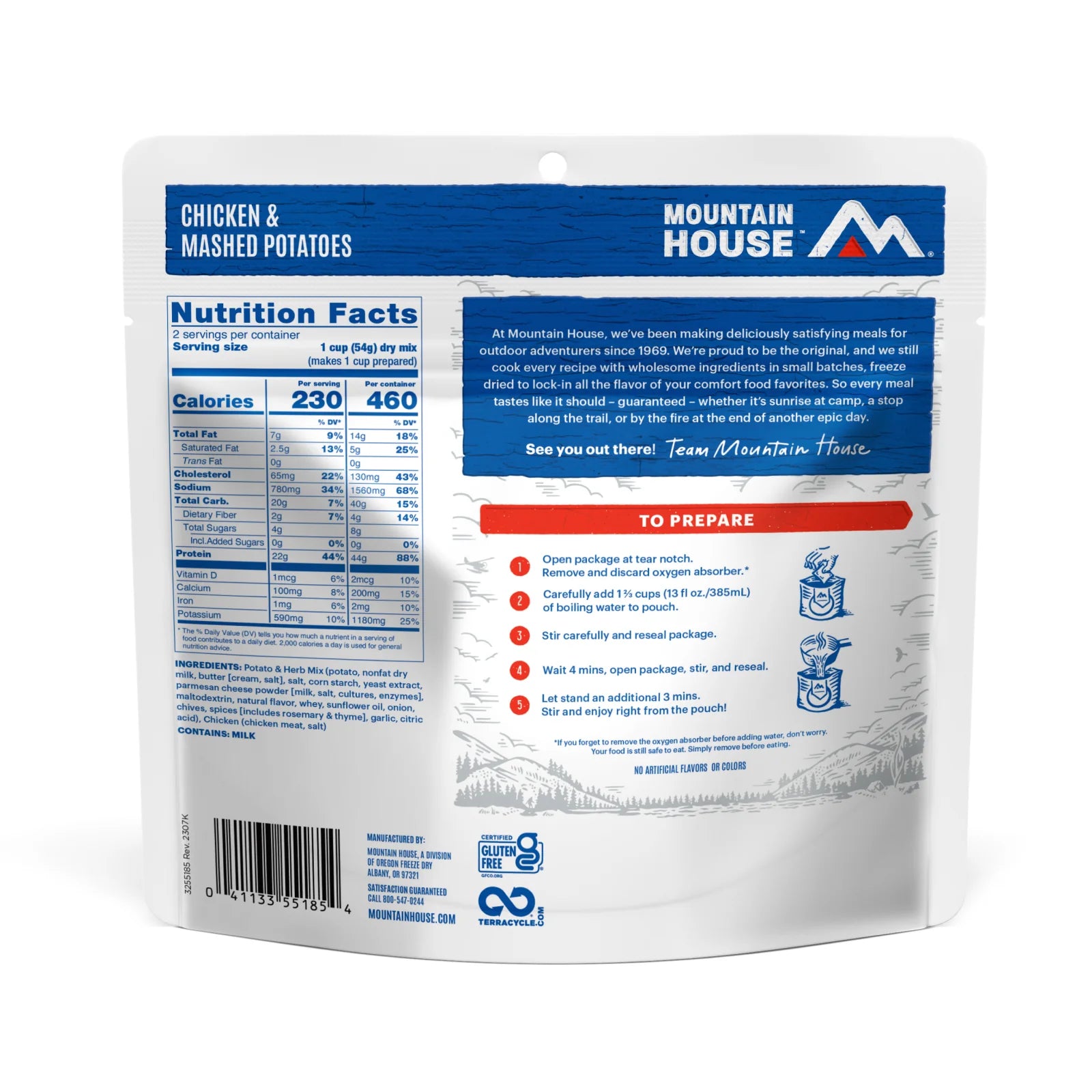 Freeze-Dried Chicken and Mashed Potatoes Dinner Pouch - Mountain House