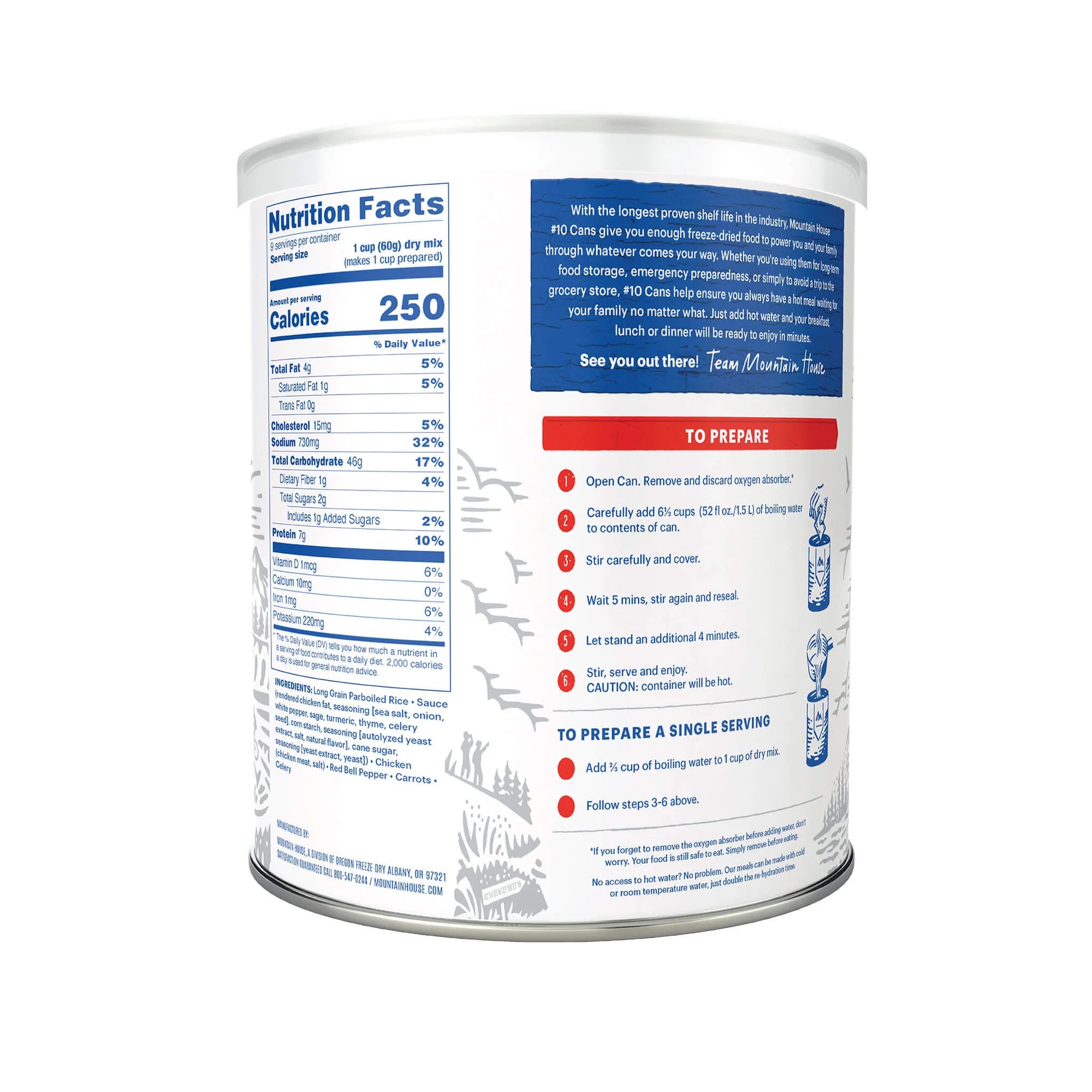 Freeze-Dried Rice and Chicken Can - Mountain House (GF) Gluten Free