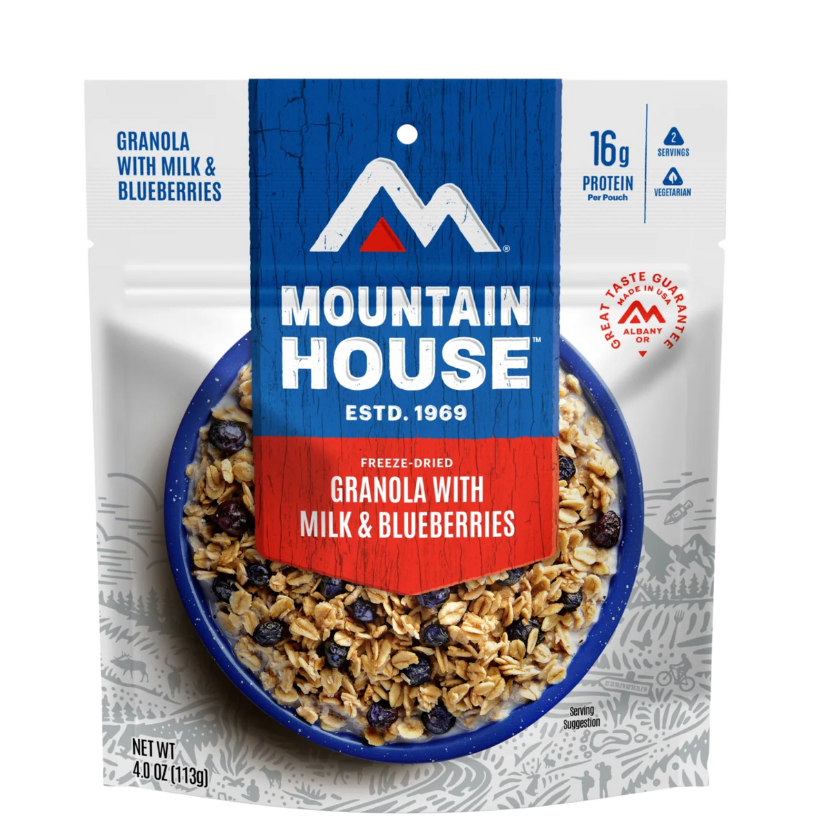 Freeze-Dried Granola with Milk &amp; Blueberries Pouch - Mountain House