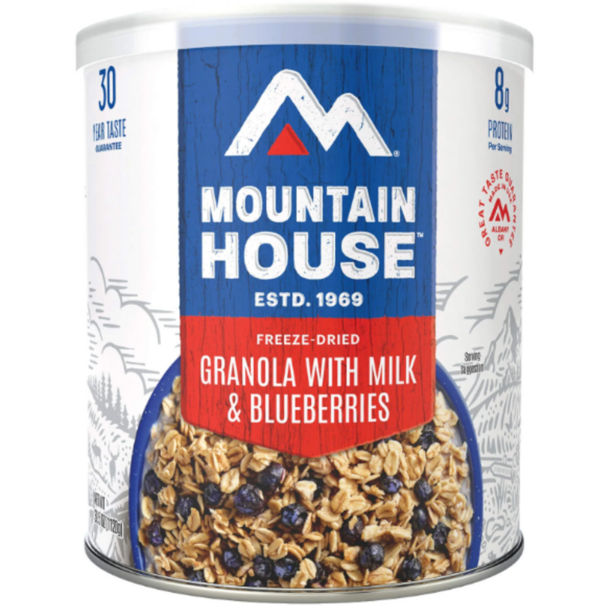 Freeze-Dried Granola with Milk and Blueberries Can -Mountain House
