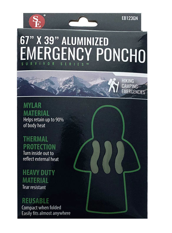 Aluminized Reusable Emergency Poncho (67"x39")