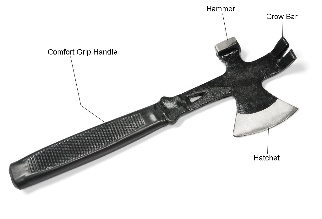Multi-Function Full Tang Hatchet, Hammer, Crow Bar (with Comfort Grip Handle)